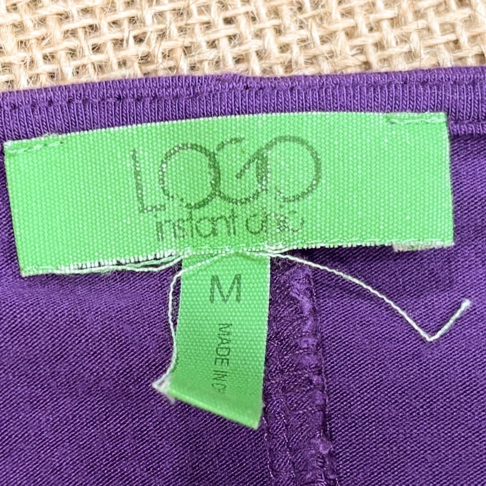 Logo Instant Chic Purple Knit And Crinkle Satin Shirt Size Medium Boho Casual - Picture 2 of 4